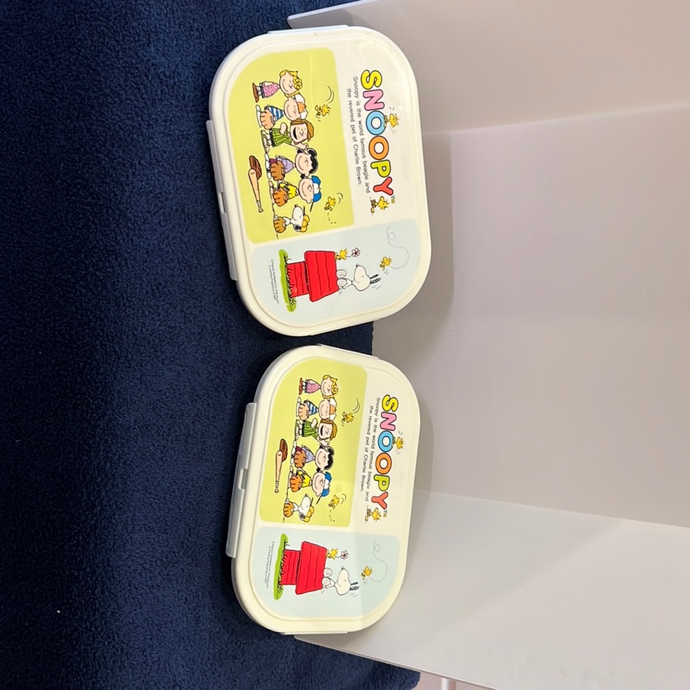Two Snoopy Lunch Trays with Covers